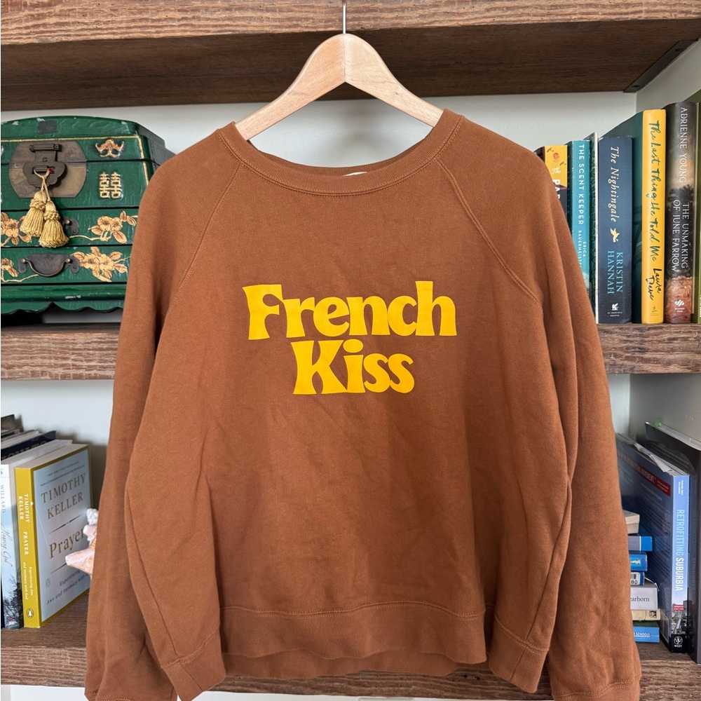 Sezane Brown Sweatshirt with Yellow Print